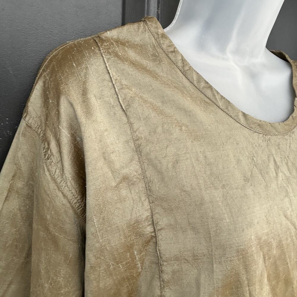 VTG FLAX Jeanne Engelhart 100% Raw Silk Tunic Top Women's Size Large Lagenlook - Picture 7 of 12